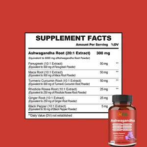 Cápsulas de Ashwagandha OEM ODM con Cúrcuma y Curcumina, Aumentan la Energía y la Respuesta al Estrés, Vitaminas - Product Image 2