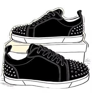 रेड बॉटम पुरुषों के जूते कारखाने की प्रत्यक्ष बिक्री उच्च गुणवत्ता वाले डिजाइनर कूल रिवेट ब्रांड फ्लैट फीता-अप पुरुषों के आकस्मिक जूते - Product Image 1