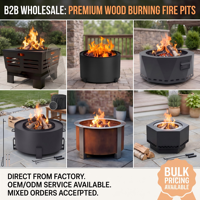 Brasero rond en acier pour l'extérieur avec 2 grilles de cuisson, couvercle pour jardin, feu de joie, patio, pique-nique, barbecue au bois
