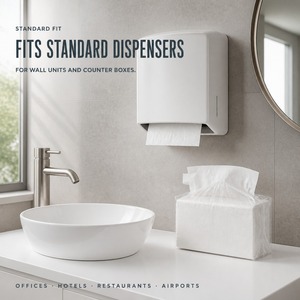 Papier toilette M-Fold 250 feuilles Blanc 23x23cm 1 pli Emballage souple Recharge pour usage en restaurant - Product Image 3