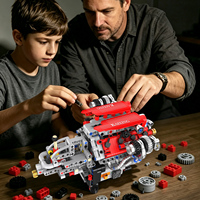 Ensemble de construction technique de moteur en V de 730 pièces, transmission motorisée, blocs d'assemblage mécanique, jouet éducatif STEM pour enfants