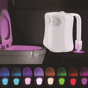 Lumière LED pour siège de toilette, 16 couleurs, capteur de mouvement humain, lampe automatique, lumière nocturne activée par le mouvement, accessoires de salle de bains - Product Image 1