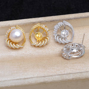 Accesorios de Plata 925 para DIY, Perlas Sueltas para Joyería, Base Vacía con Forma de Mariposa y Lazo, Semi-Acabado para Pendientes, JG5907, Base para 9-10 Perlas - Product Image 1