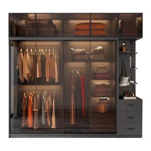 Ménage chambre à coucher bois massif moderne simple léger luxe italien minimaliste <span class=keywords><strong>porte</strong></span> en verre <span class=keywords><strong>porte</strong></span> <span class=keywords><strong>coulissante</strong></span> armoire à portes coulissantes - Product Image 5