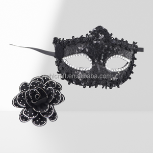 Masques de fête de carnaval HLC simples noir argent avec paillettes fabricant de masques de <span class=keywords><strong>bal</strong></span> de mascarade pour accessoires d'habillage de fête costumée - Product Image 2