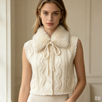 Baklava – Nouveaux Cardigans en Tricot Personnalisés pour Femmes, OEM & ODM, de Haute Qualité, en Fourrure Blanche, Pulls à Manches Longues pour Invitées