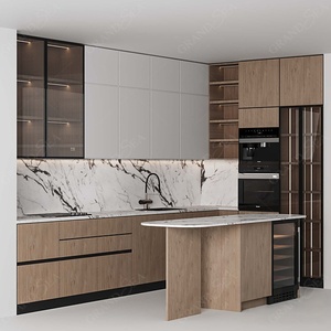 Set Completo di Mobili da <span class=keywords><strong>Cucina</strong></span> in Legno con Isola e Bancone, Arredamento per Progetti di Decorazione Domestica in Messico - Product Image 2