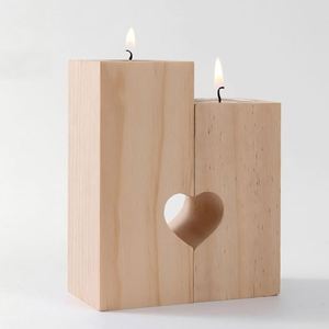 Manufacture Hot-Selling Solid Wood Heart-Shaped <b>Candle</b> Holder Stand Atmosphere Polished Finish Home Decor Gift - Product Image 1