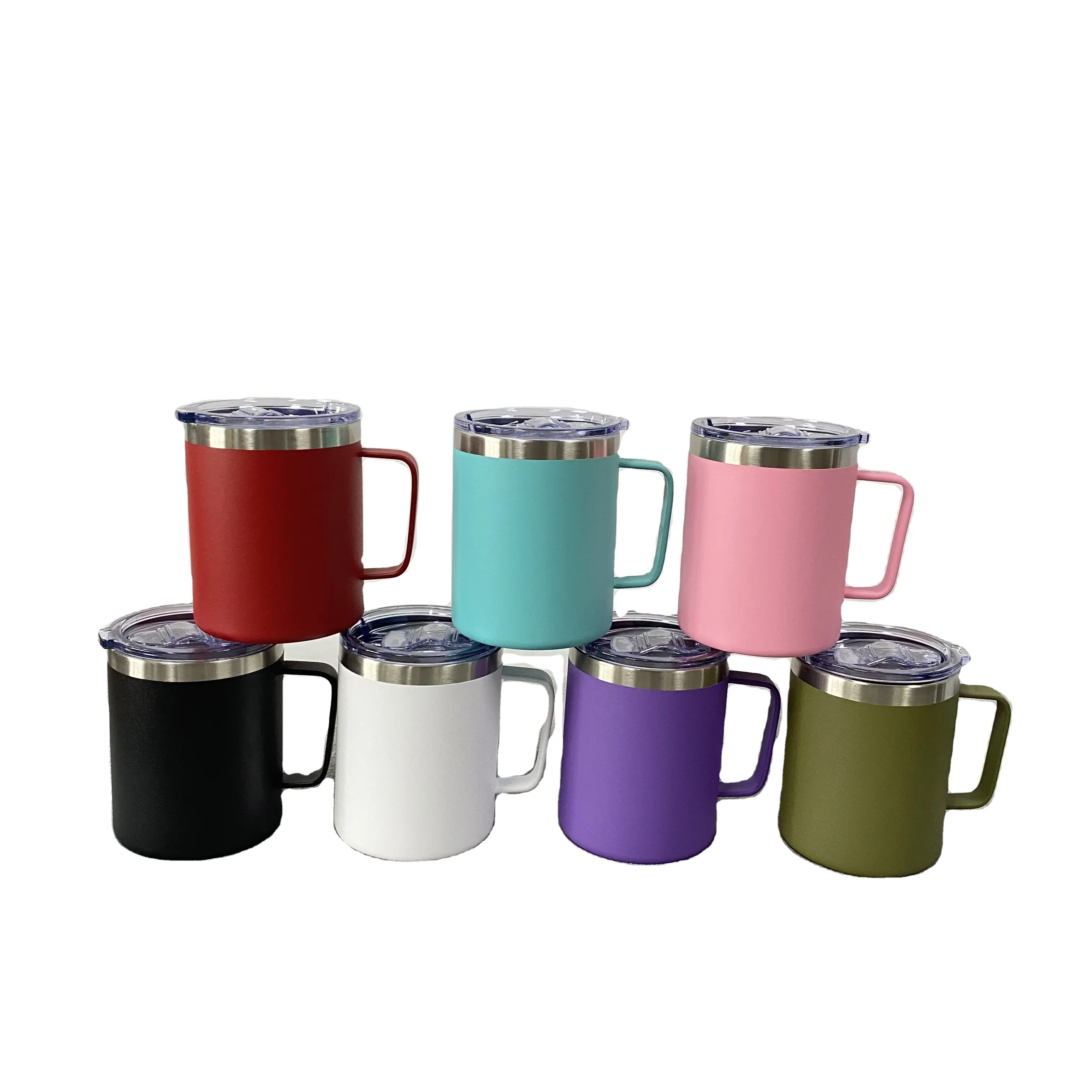 Cadeaux promotionnels personnalisés multicolore approvisionné enduit de poudre camp 360ml 12oz tasse de café thermique en acier inoxydable avec le prix bon marché