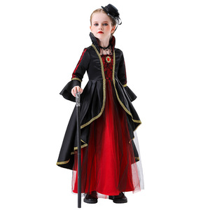 Disfraz de bruja de Halloween para niños, vestido de satén de manga larga para niñas, traje de fiesta de cosplay para juegos de rol - Product Image 5
