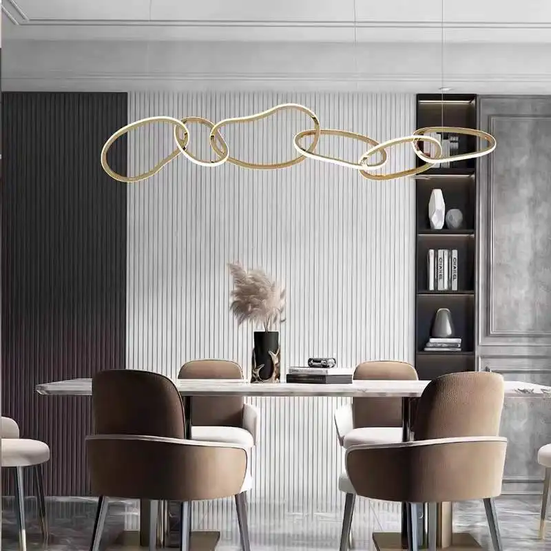Nordische moderne benutzer definierte Metall Silikon Ring Anhänger Dekor Innen Hotel Wohn LED Ring lineare Hängelampe Pendel leuchte