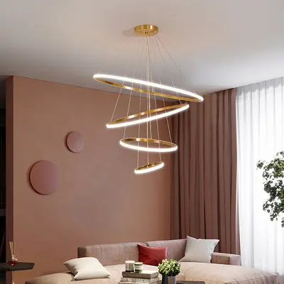 Lampadario per sala da pranzo cerchio estremamente semplice lampada a sospensione per lenza da pesca anello creativo camera da letto lampada a sospensione in alluminio a LED