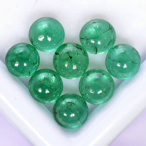 Lab Grown Emerald Cabochonอัญมณีหลวมสีเขียวอัญมณีหลวมทรงกลมจํานวนมากทําเครื่องประดับพิเศษทําของขวัญสําหรับเธอ - Product Image 1