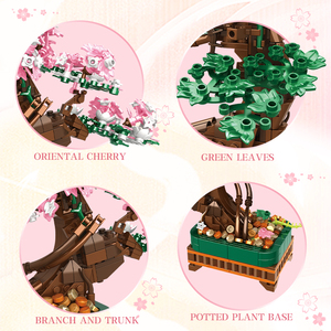 Set di Costruzioni 3 <span class=keywords><strong>Stili</strong></span> Diversi: Albero Bonsai di Ciliegio, Giocattoli <span class=keywords><strong>Educativi</strong></span>, Mattoncini Botanici, Regalo - Product Image 3