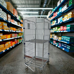 <span class=keywords><strong>Cage</strong></span> de stockage en acier assemblée à quatre roues avec plateforme de personnalisation OEM, conception de conteneur à roulettes - Product Image 3