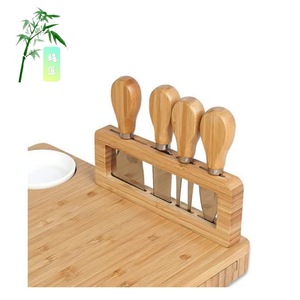Bamboo <b>Cheese</b> Board <b>Set</b> With <b>Knives</b> And Forks 12 In 1 Serving Tray For Snacks Fruits And <b>Cheese</b> - Product Image 5