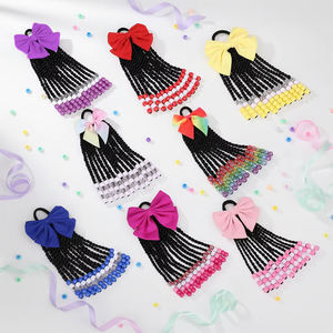 Estensione Coda di Cavallo Dreadlocks Intrecciati da 8 Pollici per Bambine <span class=keywords><strong>con</strong></span> Perline e Fiocco in Gomma - Product Image 6