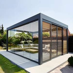   Pérgola Moderna <span class=keywords><strong>de</strong></span> Aluminio Ajustable, Resistente al Agua y <span class=keywords><strong>con</strong></span> Protección Solar, para Patio y Jardín, <span class=keywords><strong>con</strong></span> Puertas Corredizas <span class=keywords><strong>de</strong></span> Vidrio, Diseñada para Durar - Product Image 1