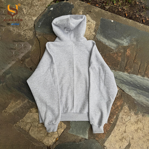 Streetwear Quality <b>Thick</b> Fleece Cotton Heavy Zip up Oversized Hoodie Custom Logo OEM Wholesale Zipper Hoodies - Product Image 3