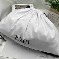 Sac à cordon en coton sergé naturel de qualité supérieure, sac à main de luxe réutilisable, sac d'emballage en tissu, sac anti-poussière doux et écologique avec logo personnalisé