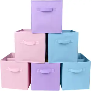 Wholesale Non Woven Fabric 10.5 x 10.5 x 11 Inch Foldable Storage Cube Organizer Storage Boexs Bin