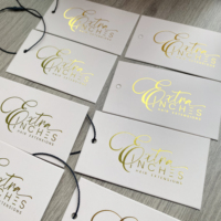 Luxe personnalisé feuille d'or Logo Swing Tag vêtement étiquette sac chaussures impression papier étiquettes volantes pour les petites entreprises