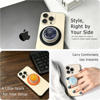 Support de téléphone magnétique rotatif à paillettes effet sable mouvant avec béquille et aimant puissant pour femmes, personnalisable avec logo