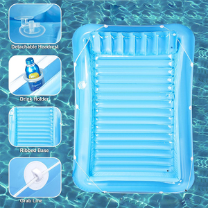 ที่นอนเป่าลมสำหรับอาบแดด รูปทรงสี่เหลี่ยมผืนผ้า สีชมพู ทำจาก PVC สำหรับผู้ใหญ่ ใช้กลางแจ้ง - Product Image 5