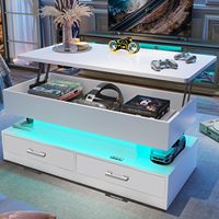 Table basse relevable avec rangement pour salon, petite table basse avec 2 tiroirs en tissu pour salle à manger et réception