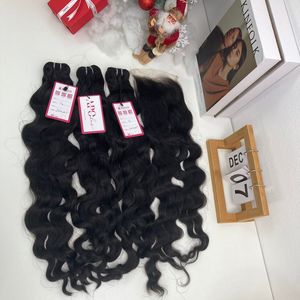 Natural Hair Extensions Bundles Raw Virgin Cuticle Aligned Vietnamese Hair Virgin <b>Body</b> <b>Wave</b> With HD 5*5 Closure - Product Image 2