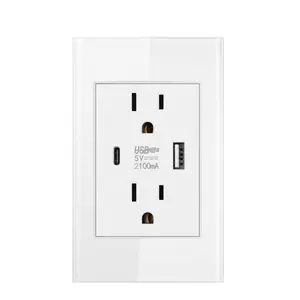 Socket with usb and type c plug US home switch charger power wall socket with usb ports