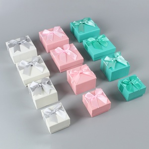 Elegant Custom 9*9*3cm Colorful Bow Ribbon Jewelry Box Fashion Paper Material for Necklace Bracelet <b>Earrings</b> Ring <b>Gift</b> <b>Boxes</b> - Product Image 5