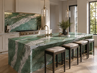 Dalle de quartzite Fuchsite Cristallo polie, pierre naturelle verte, panneau mural décoratif, plan de travail, dessus d'îlot de cuisine, dessus de console