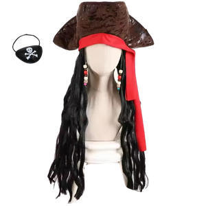 Accessoires pour fête d'Halloween Chapeau de <span class=keywords><strong>pirate</strong></span> Jack Sparrow pour <span class=keywords><strong>homme</strong></span> adulte <span class=keywords><strong>Perruque</strong></span> CARR-033 - Product Image 1