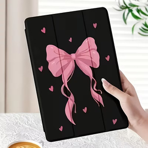 Étui pour iPad Air 4e/5e génération 10,5 pouces avec fond noir, cœur rose, grand nœud, support pliable en trois parties et emplacement pour stylet, fabriqué en Chine - Product Image 4