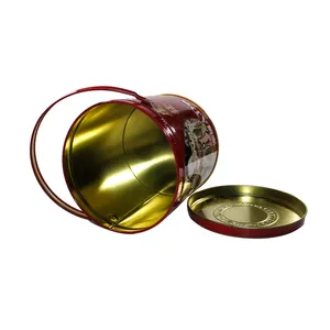 Boîte de conserve à biscuits ronde vide en métal de haute qualité Boîte de cadeau de Noël en métal personnalisée