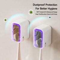 Support mural anti-poussière pour brosses à dents, porte-brosses à dents en plastique avec couvercle, fente unique pour salle de bain