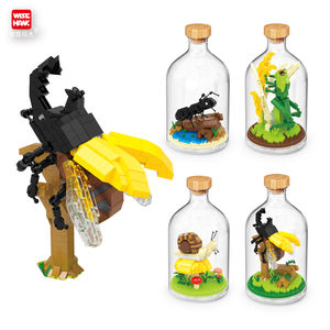Niños divertido DIY montaje Mini bloque juguetes conjunto gato pájaro insectos animales modelo partículas pequeñas bloques de construcción para niños - Product Image 1