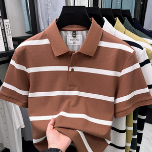 <span class=keywords><strong>Polo</strong></span> a Righe in Cotone Lavato OEM ODM per Uomo, Nuovo Stile Estate 2026, T-shirt Casual Traspirante a Maniche Corte, Vendita all'Ingrosso - Product Image 4