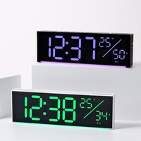 Horloge murale Huayang RGB colorée 6677R, affichage LED multifonction avec date, semaine, température, télécommande, double alarme, minuterie