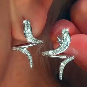 Pendientes de Aro E870 en Oro Blanco para Mujer, con Cristales de Imitación y Microincrustaciones de Aleación, Joyería de Moda para Fiestas - Product Image 3