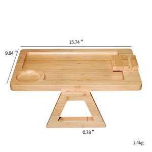 Wooden Side <b>Table</b> Clip Acacia Wood Sofa Armrest Tray for Wide Couches with <b>Phone</b> Holder - Product Image 6
