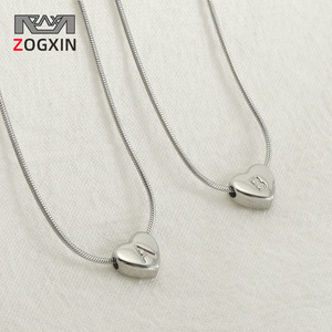 Zogxin Stainless Steel Heart Necklace With Letter Pendant Clavicle Chain For Women Fashion Jewelry - Product Image 1