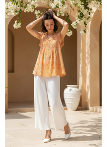 Haut vintage intemporel pour femme, style années 60, en tissu cambrique respirant, léger et doux, coupe décontractée, confortable, idéal pour l'été et les voyages - Product Image 5