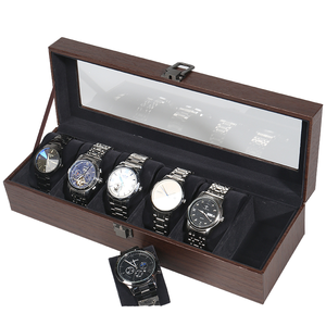 Boîte à montre en bois de haute qualité, écologique, rectangulaire, en panneaux de fibres de densité moyenne, avec un lunette unique en forme de lot - Product Image 4