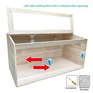 नए पोर्टेबल लकड़ी के हैमस्टर पिंजरे में सहायक शीर्ष छोटे जानवर छोटे जानवर गिनी सूअरों बिल्लियों कुत्ते ऐक्रेलिक शीट की विशेषता वाले कुत्ते - Product Image 5