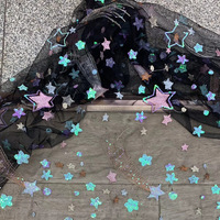 Tissu de broderie étincelant tissu de dentelle brodée perles colorées étoile maille Hanfu tissu dentelle pour jupe d'été