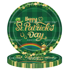 Ensemble de décorations pour la fête de la Saint-Patrick, nappe, assiettes, gobelets, serviettes, couverts, 60-80 pièces, thème trèfle vert porte-bonheur - Product Image 4
