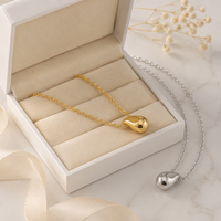 Collar de Acero Inoxidable Personalizado con Colgante en Forma de Lágrima, Chapado en Oro y Plata, Cadena Minimalista, Joyería al por Mayor, Regalo de Moda para Mujer