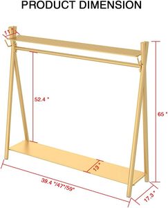 2025 pour <span class=keywords><strong>Amazon</strong></span> best-seller <span class=keywords><strong>porte</strong></span>-manteau industriel autoportant en or robuste Double étagères multifonctionnel chambre à coucher suspendue - Product Image 4